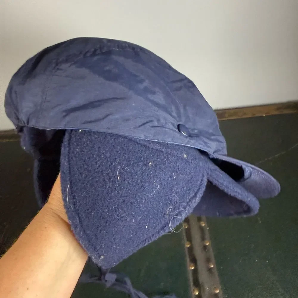Columbia 2 In One Sports Trapper Hat Blue Shell Sherpa Lined Ear Flaps L Youth